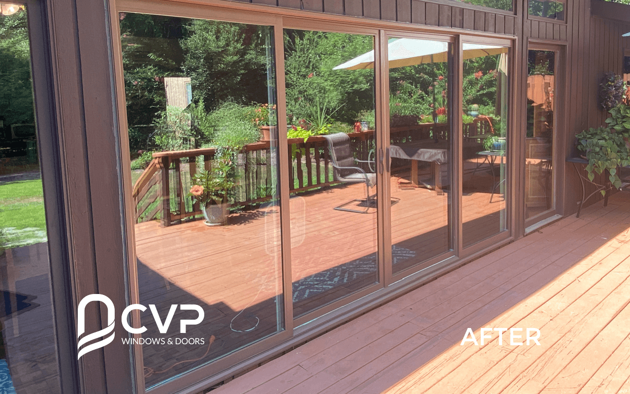 Painted Quad Sliding Patio Door Replacement in Newport News After